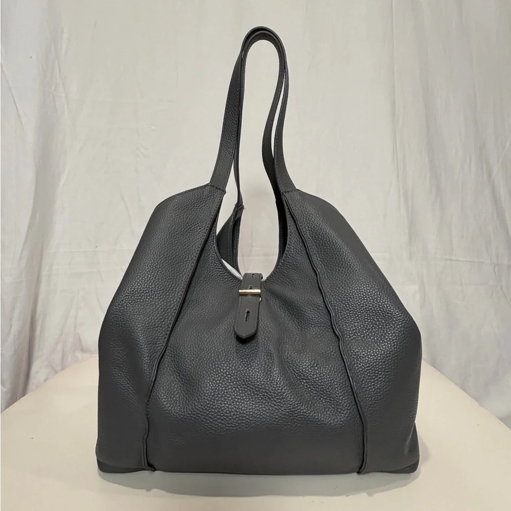 Tote Le Monde “Milan Tote” Genuine Leather Shoulder strap Bag - Grey - One Size